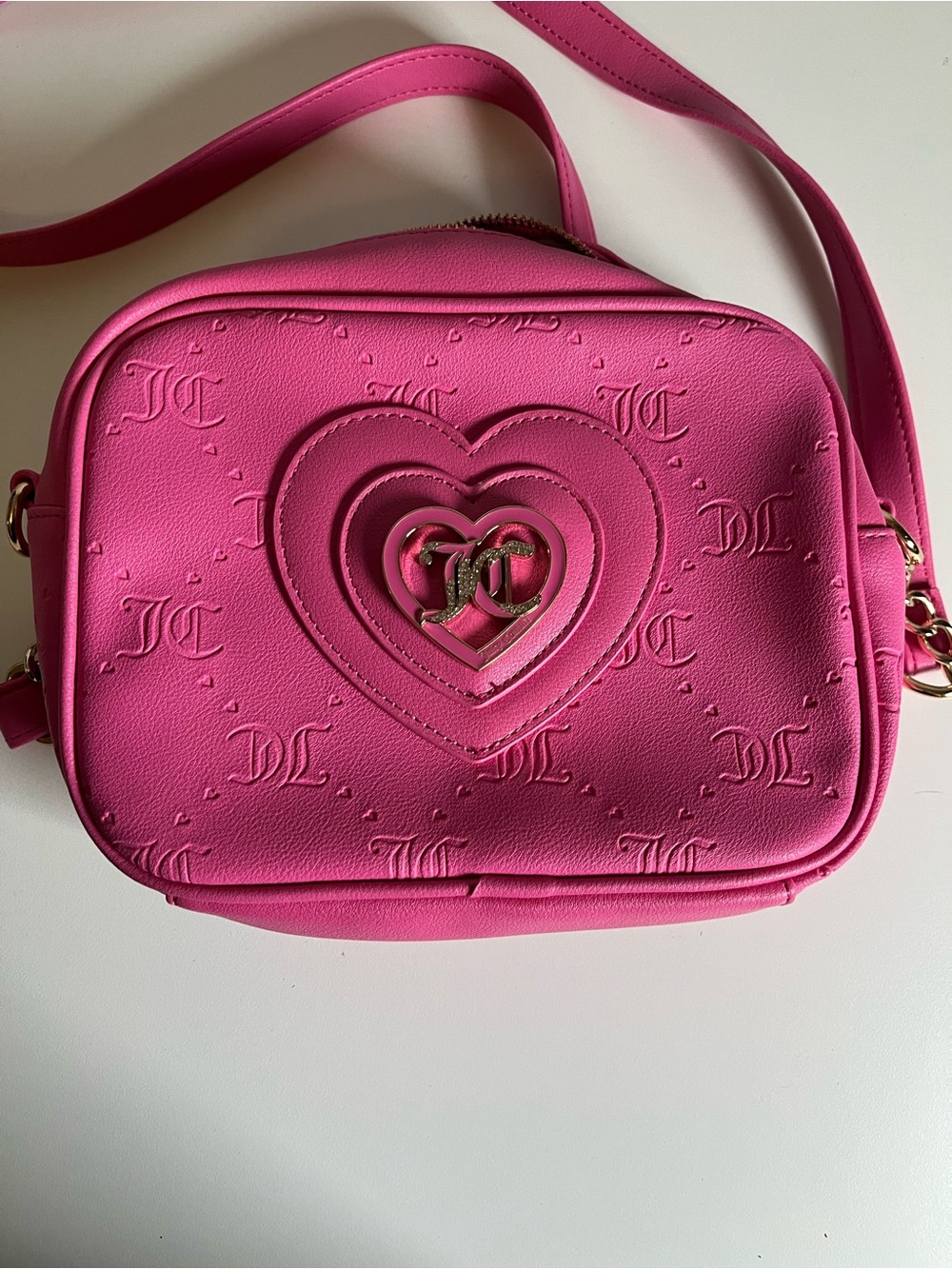 Juicy Couture Hot Pink Heart-Embellished Crossbody